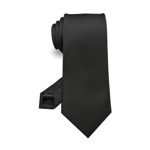 Mens 5 Piece Tie + Bow Tie + Pocket Square + Cufflinks + Clip Black - Picture 3 of 5